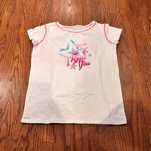 American Girl White Tee with Pink Stitching